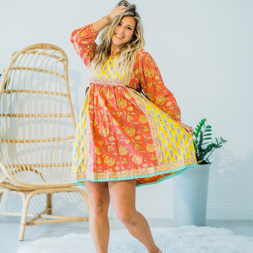 Ethically made Artisan crafted block printed Twirl Dress